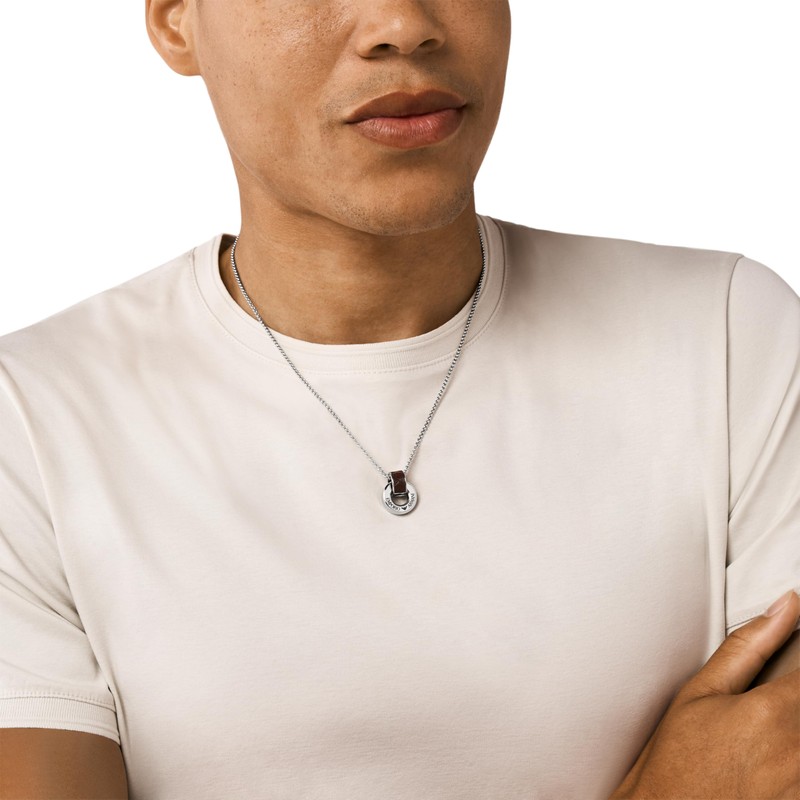 Emporio Armani Men's Silver Stainless Steel Eagle Logo Pendant, One