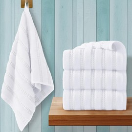 VOOVA & MOVAS - Toallas de cocina para cocina, toallas de mano de algodón para baño (4 unidades, 13 x 30 pulgadas), ligera, suave y absorbente, toalla blanca para uso diario y uso de invitados, toalla