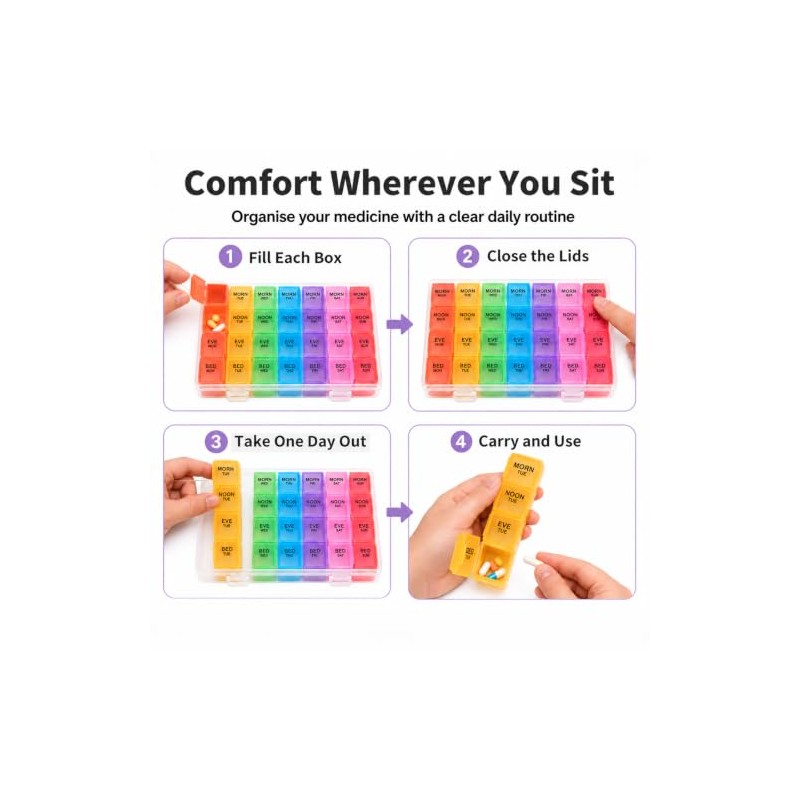 Weekly Pill Organiser, 28 Compartment Pill Box