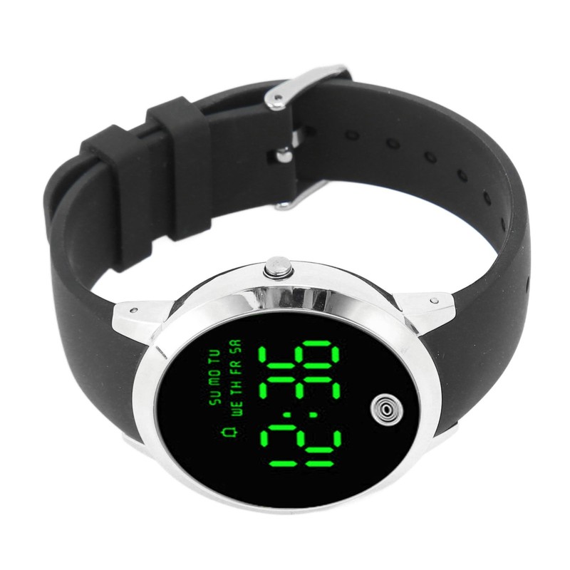 Men Digital Watch Round Color Screen Waterproof Backlit Ultra Thin