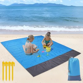 WAYBWZDQ 210 x 200 cm Beach Blanket, Extra Large Outdoor Picnic Blanket, Beach Mat, Quick-Drying, Sand-Free and Waterproof, Lightweight and Portable, Perfect for Travel, Camping, Beach Holidays