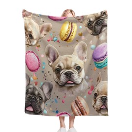 French Bulldog Throw Blanket Cute Dogs Print Soft Warm Flannel Blankets for Living Room Couch Bed Chair Sofa Dorm 50"x60"