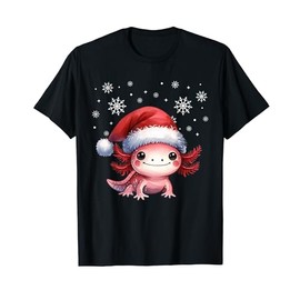 Axolotl With Christmas Hat Mexican Salamander Axolotl T-Shirt