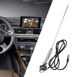 Qiilu antena para Radio de carro 18.5inch Universal Car Roof Radio AM FM Aerial Antenna 180°Swivel Antenna Assembly Universal Universal Silver FM AM Car Antenna 18.5 Inch Cord