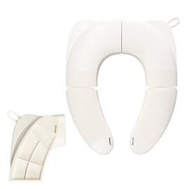 Deeki Foldable Portable Potty Seat for Kids Travel, Integrated Pinch-Proof TPE Folding Joint Training Potty Toilet Seat Prevents Pinching for Toddler Girls Boys (White)