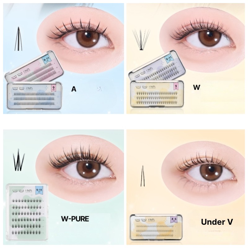 CCAM BBAK I-dol A/W/Under Type Eyelash 9-11mm Set, Type:W Type