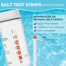 Pool Salt Test Strips for Saltwater Pool: 50 Counts Salt Pool Test Strips for Hot Tub Spa Testing Sodium Chloride Content 0-6000 ppm