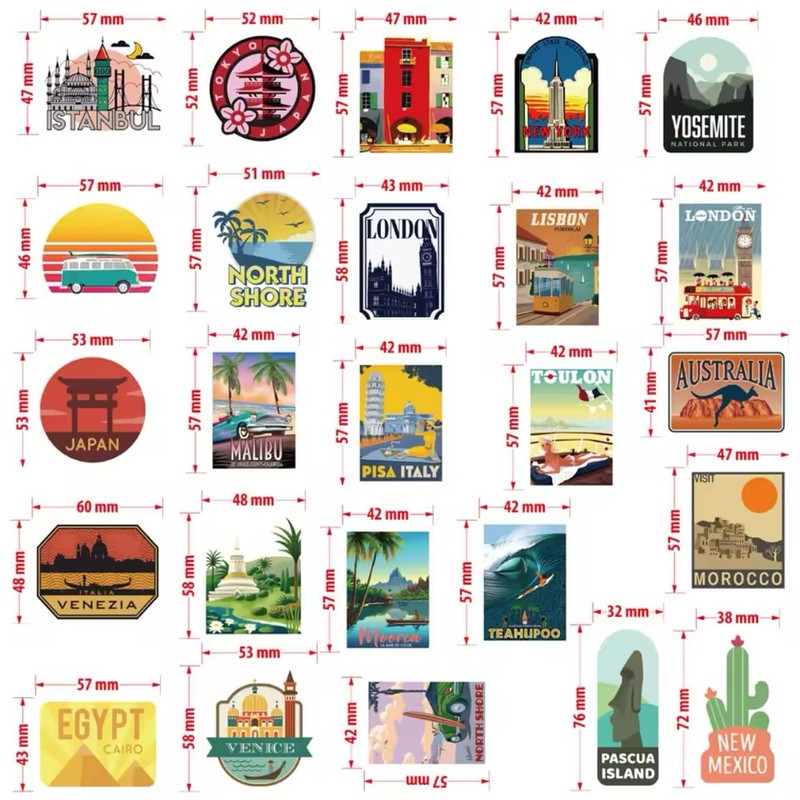 50 Pack Global Destination Locations Sticker Pack