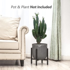 Mkono Mid Century Modern Tall Metal Indoor Plant Stand - Fits Up to 12 Inch Planter, Black