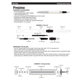 Penn State Industries PKPT100RRT Presimo Rollerball Pen Kit Woodturning Project (5pack in Etched Chrome Cap)