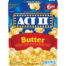 ACT II Butter Microwave Popcorn, 6-Count 2.75-oz. Bags (Pack of 6)