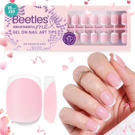 Beetles French Tip Press On Nails, 210Pcs Pink Extra Short Square Nail Tips, No Need to File Fake Nails DIY Manicure for Nail Extension