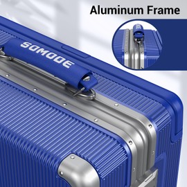 Ladplay 20 inch Fashion Carry on Luggage, Wide Handle Suitcases, Rolling Luggage for Trips, Airline Approved Suitcase, TSA Lock. (02-Klein Blue)