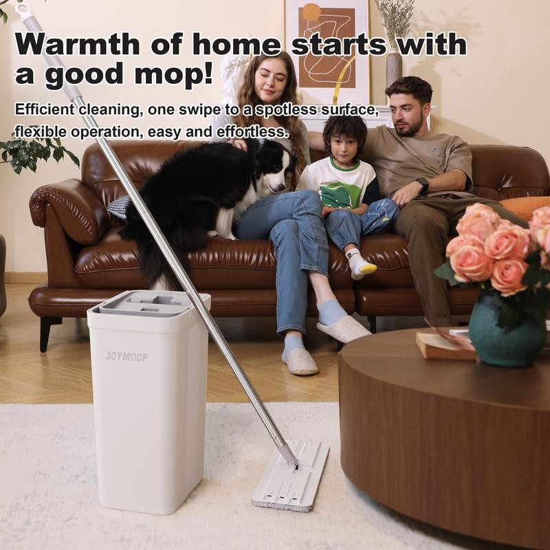 JOYMOOP 50“ Mop and Bucket with 3 Reusable Microfiber Pads
