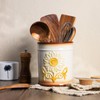 Bicuzat Ceramic Sunflower Embossed Pattern Kitchen Utensil Holder, Large Cooking