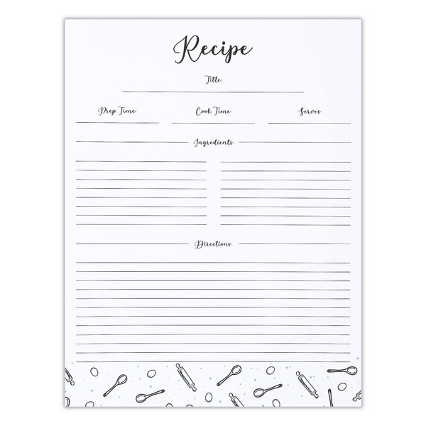 OUTSHINE Premium Recipe Paper for 8.5" x 11" Recipe Binders, Farmhouse Design (50 Sheets) | Full Size Recipe Refill Pages for Binder | Recipe Card Sheets | No-Smear Matte Paper