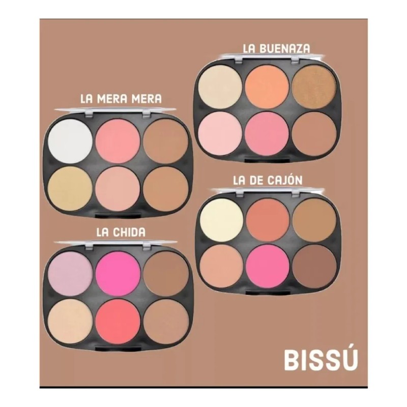 Kit De 4 Paletas De Maquillaje Bissú, Rubores E Iluminadores