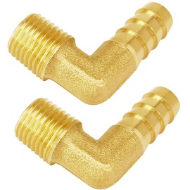 Joywayus Brass Hose Fitting,90 Degree Elbow,3/8" Barb x 1/4" NPT Male Pipe Water/Fuel/Air(Pack of 2)