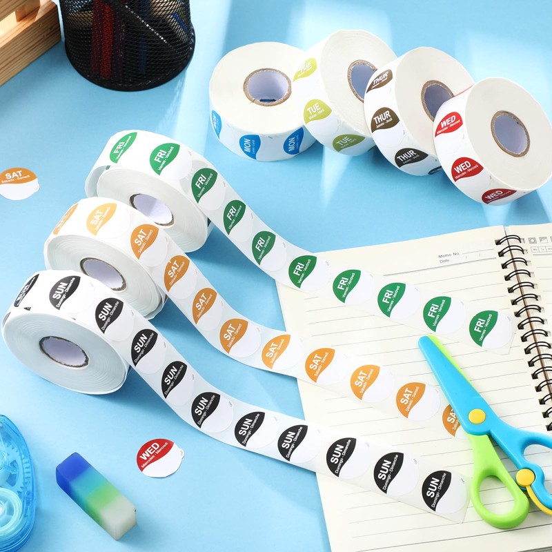 Sayglossy 7000 Pcs Day of Week Label Food Label Monday