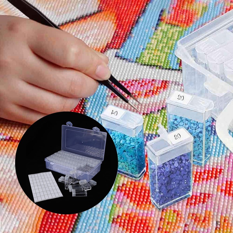 64 Gird Diamond Painting Container Clear Plastic Cross Stitch Hand‑Made