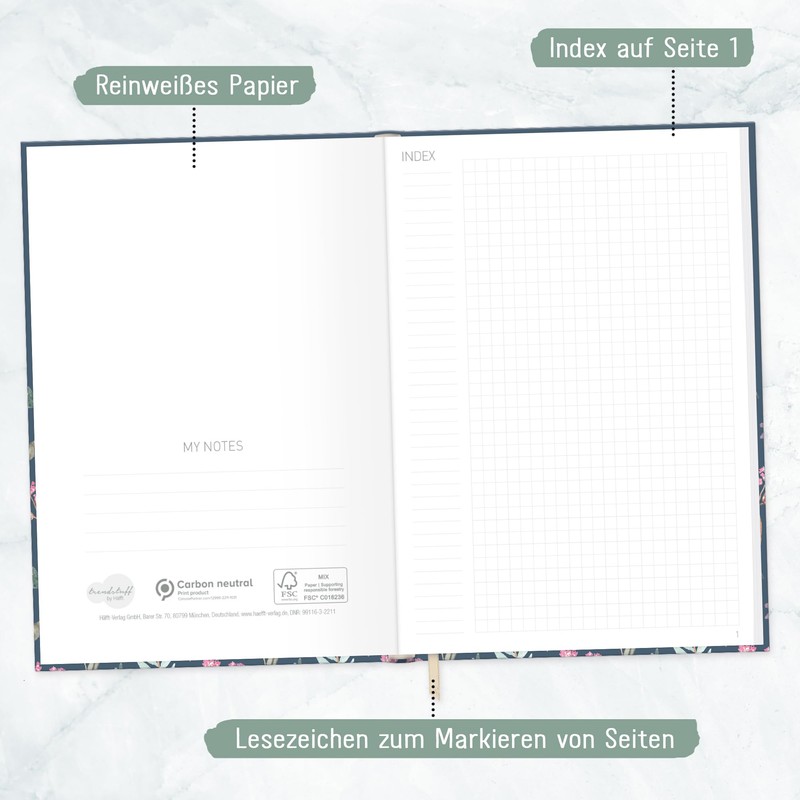 Notebook A5 Squared [Flying Flowers] | 124 Pages, 62 Sheets