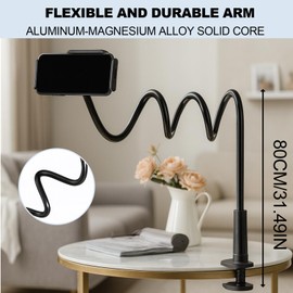 JazRvr Gooseneck Tablet Holder, Tablet Holder for Bed, Flexible Adjustable Arm 360° Adjustable Stand for Smartphone and Tablet up to 80 cm, Perfect for Movies, Reading & Video Calls