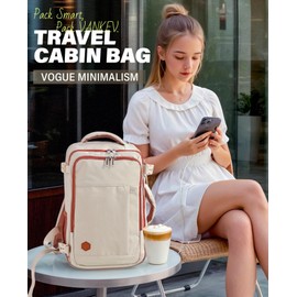 VANKEV Ryanair Cabin Bag 40x20x25 Underseat 20L Travel Bag Hand Luggage Backpack Carry-ons Bag Cabin Size Suitcases for Airplanes Flight Bag Travel Ruscksack Fit 14 Inch Laptop Beige