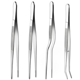 Fine Tweezer Tongs,4Pcs Cooking Tweezers,6.3Inch Stainless Steel Food Tweezers,Kitchen Tweezer for Baking, Decorating