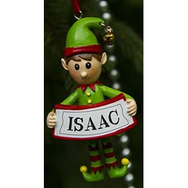 Boxer Gifts Isaac Elf Christmas Tree Decoration | Xmas Bauble Ornament Gift | One for The Whole Family, Ceramic, Multi-Colour, 8 x 4.5 x 2 cm