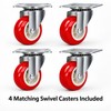 4-Pack Red PVC Swivel Caster Wheels for Furniture & Utility