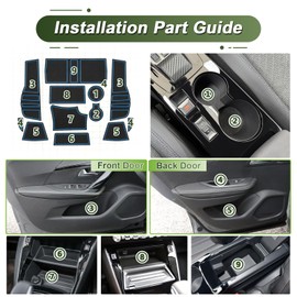 BSTW BSTW Auto Antirutschmatten fr Neue Peugeot 2008 E-2008 (2020-2025) | Originalgetreue Gummi Matte fr Mittelkonsole, Getr?nkehalter & Trmulden | Passend fr Peugeot 2008 GT Line (Blau)