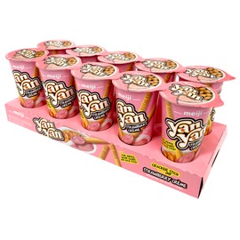 MEIJI Yan Yan Dipping Sticks, Strawberry Crème - 2 oz, Pack of 10 - Cracker Sticks with Fun Animals Phrases