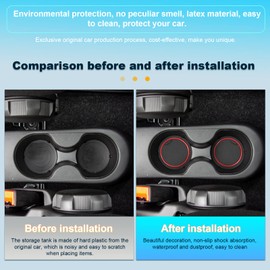 BIXUAN Compatible with Fiat 500 2016-2020 Abarth 595 2017-2021 Non-Slip Mats Centre Console Armrest Rubber Mats, Drink Holder Mat, Non-Slip Door Seam Mats Door Slot Mat