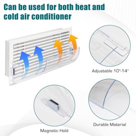 Daisypower 2 Pack Air Vent Deflector, Adjustable from 10" to 14",Clear Deflector for Ceiling Registers,Floor,Sidewall.
