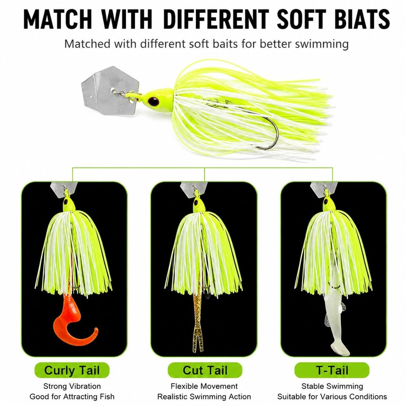 Kulport Bladed Jig Fishing Lures, Irresistible Vibrating Action, Sticky-Sharp Heavy-Wire