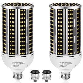 120W 2 pack LED Corn Light Bulb(1200W Equivalent ) ,Commercial Grade DayLight 5000K E26/E39 15900LM Medium Mogul Base LED Lamp,Large Area Lights For Outdoor Indoor Garage Warehouse Factory Bay Light