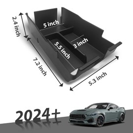 Muslogy Center Console Organizer Door Handle Storage Box Compatible with Ford Mustang 2024 Interior Organizer Console Compartment Divider Door Side Insert Tray 3PCS Set (Black)