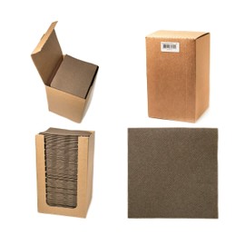 Alvotex Chic Airlaid 100 Cocktail Napkins, 1/4 Fold Fabric-Like, High-Quality Disposable Napkin, Brown, 20 x 20 cm