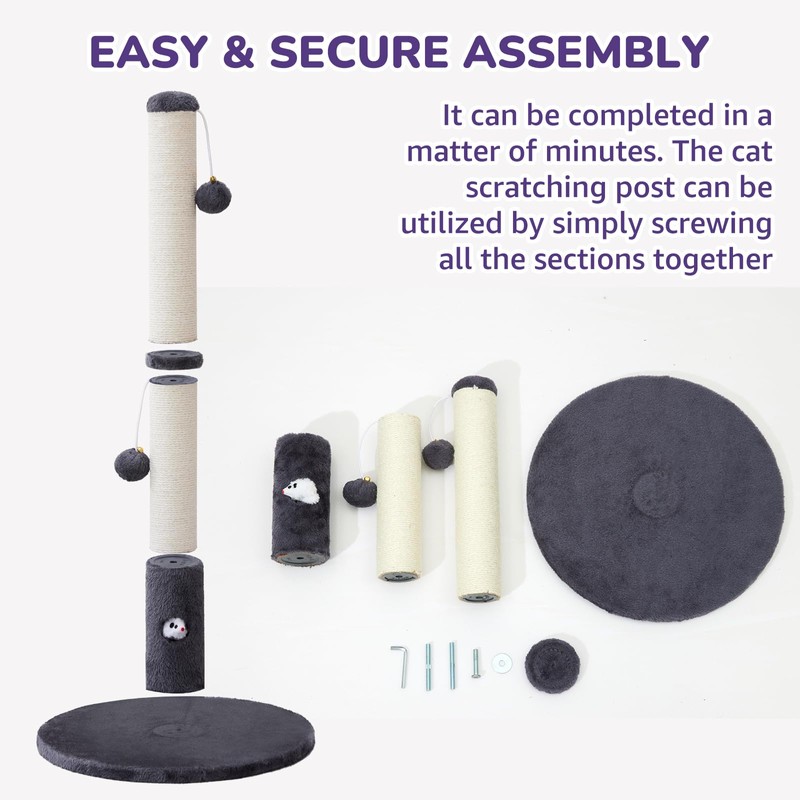 Woochpet 33'' Tall Cat Scratching Post for Adults Cats, Sturdy
