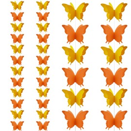 Hocansen Pack of 4 Paper Butterfly Banner, 2.8 mm, 3D Butterfly Garland, Hanging Decorative Butterfly Banner, Bunting Garland for Wedding, Birthday, Party Decor (Orange/ZHD)