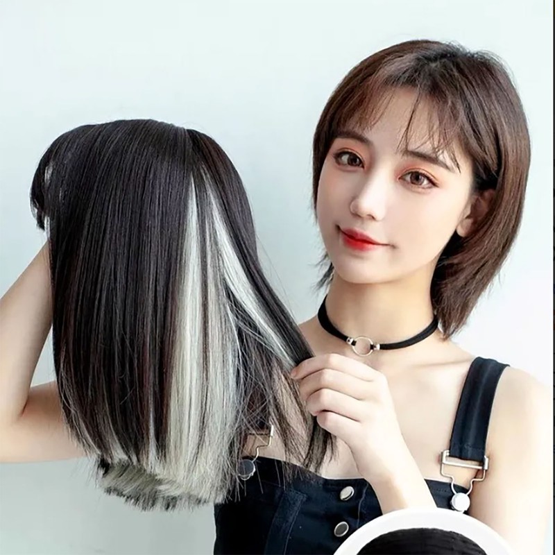 Women Wig Hair Soft Realistic Adjustable Short Straight Female Wig