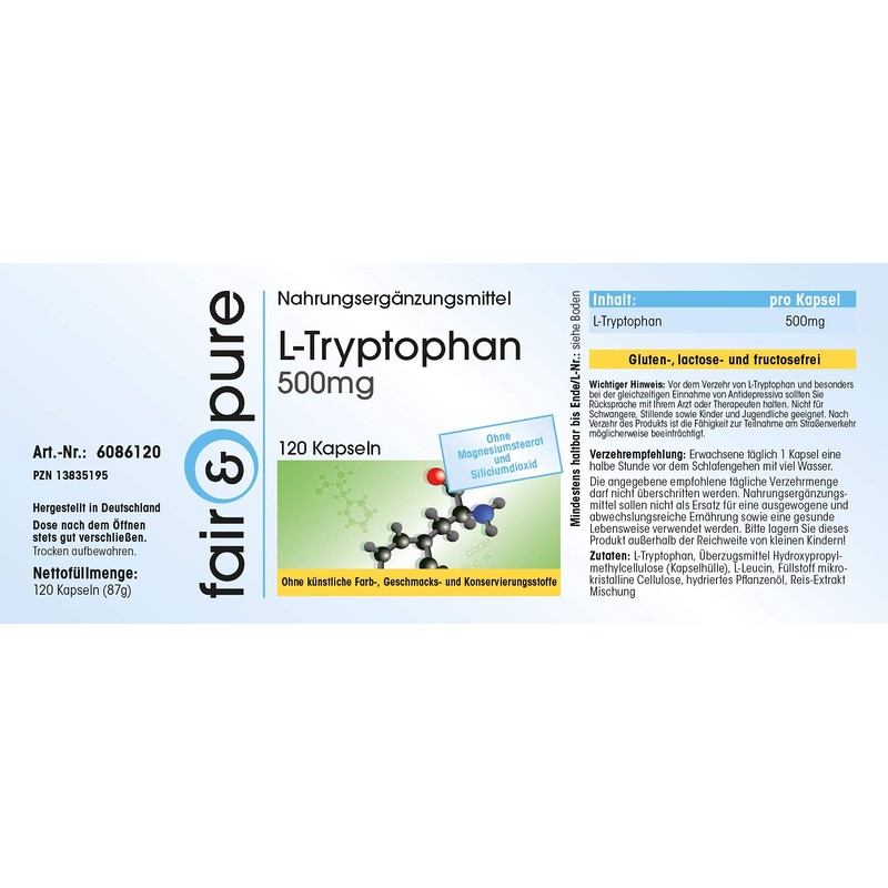 Fair & Pure® - L-Tryptophan 500 mg - Vegan -