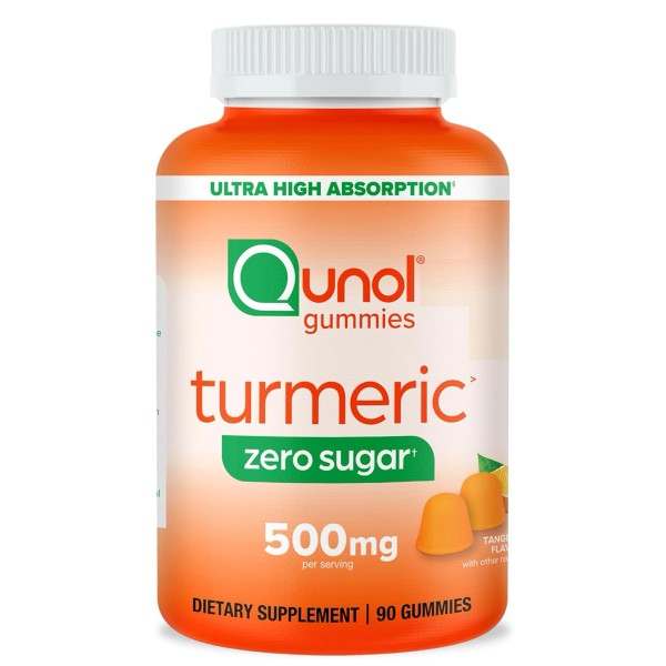 Qunol Zero Sugar Turmeric Gummies, Gummy with 500mg Turmeric Curcumin,