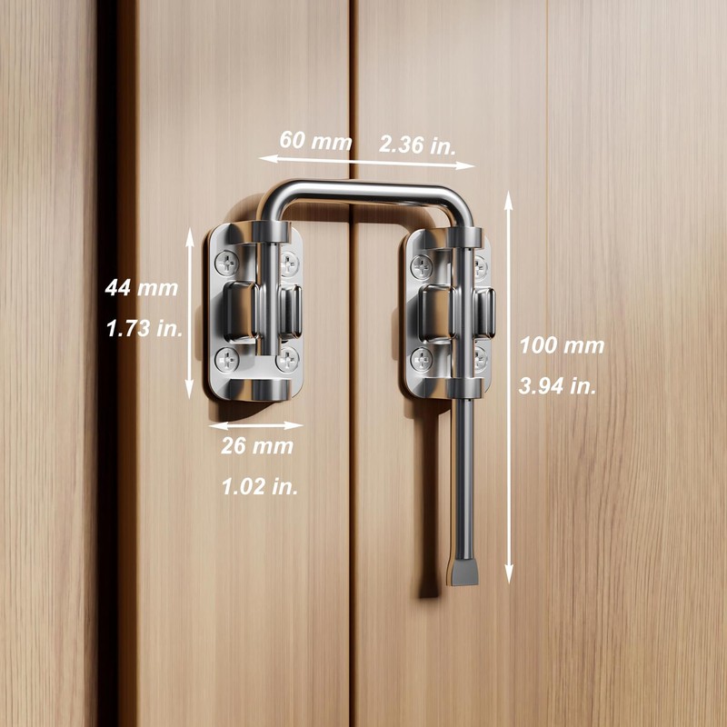 ETEKJOY Patio Sliding Door Loop Lock 2-3/8 Inch U-Shaped Latch