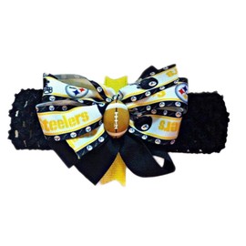 Steelers Baby Girl Boutique Bow Crocheted Headband
