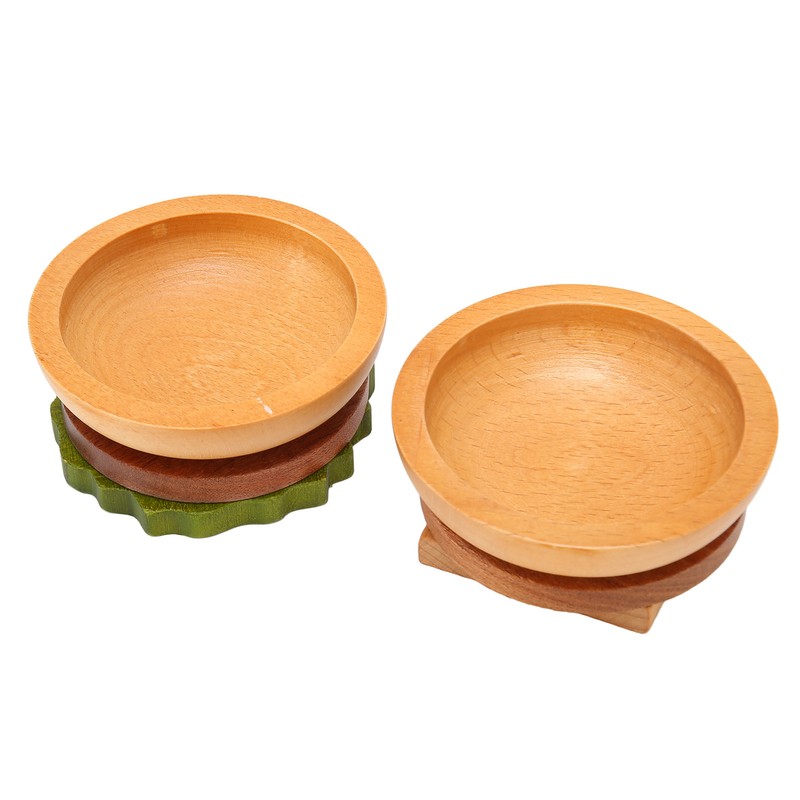 Hamburger Coaster Set Heat Insulation Cute Exquisite Wood Drink Coasters
