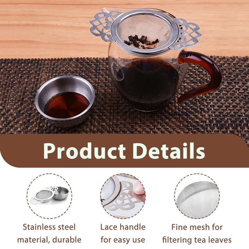 2 Pcs Tea Strainer with Bowl, Stainless Steel Tea Strainer,