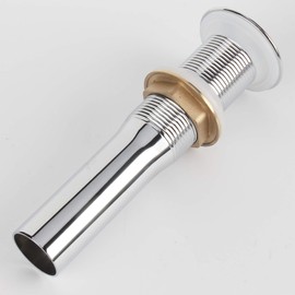 Pop Up Sink Drain Without Overflow, Bathroom Faucet Vessel Vanity Sink Drain with Detachable Basket Stopper, Polished Chrome