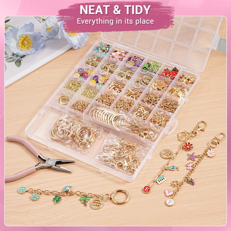 Sopito 598 Pcs Lip Gloss Keychain Making Kit, DIY Keychain