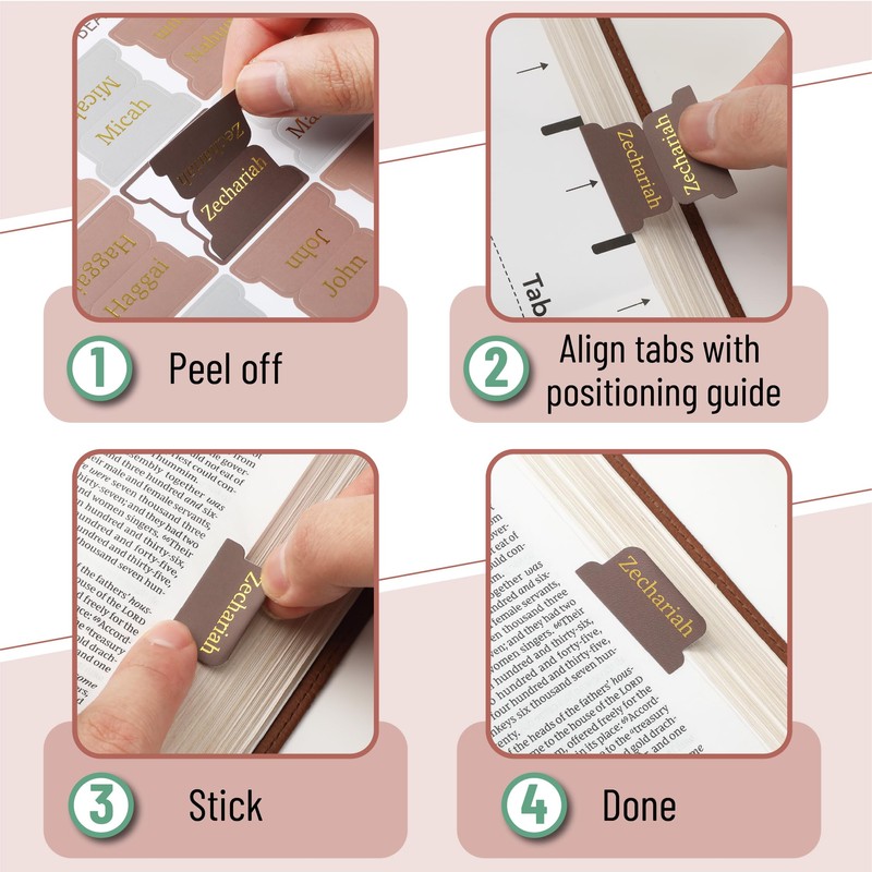 Mr. Pen- Bible Tabs, 75 pcs, Warm Mocha, Gold Foil